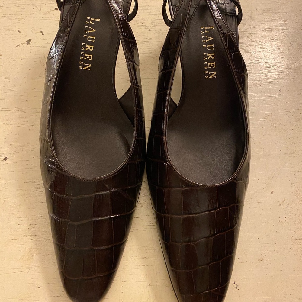 Ralph Lauren brown leather heels